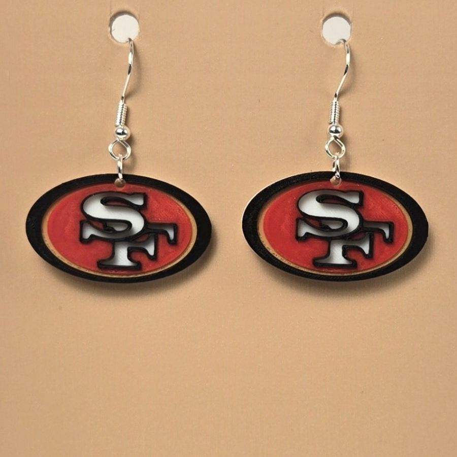 Boucle d'oreille en forme de Football (San Francisco) avec crochets hypoallergéniques sans nickel